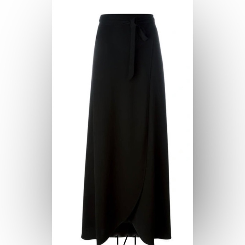 Theory Amaning Admiral Crepe Wrap Maxi Skirt Black Size 4